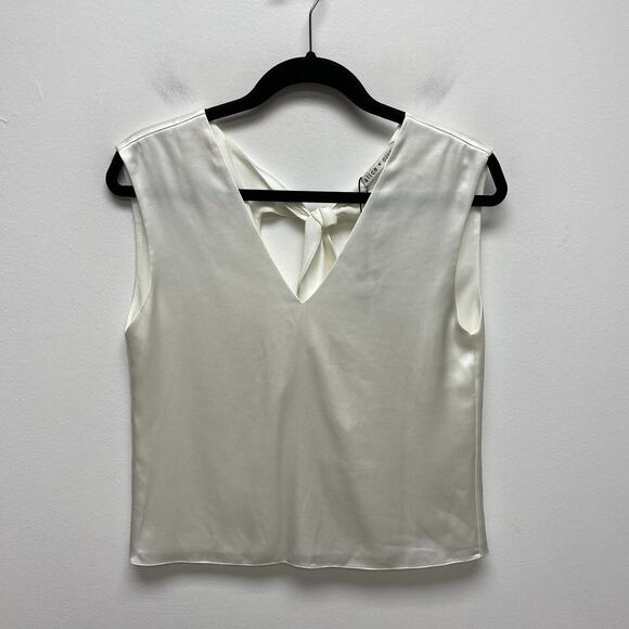 Alice + Olivia Womens Off White Oversized Sleeveless Tie Back Fleta Boxy Top XS - Picture 1 of 6